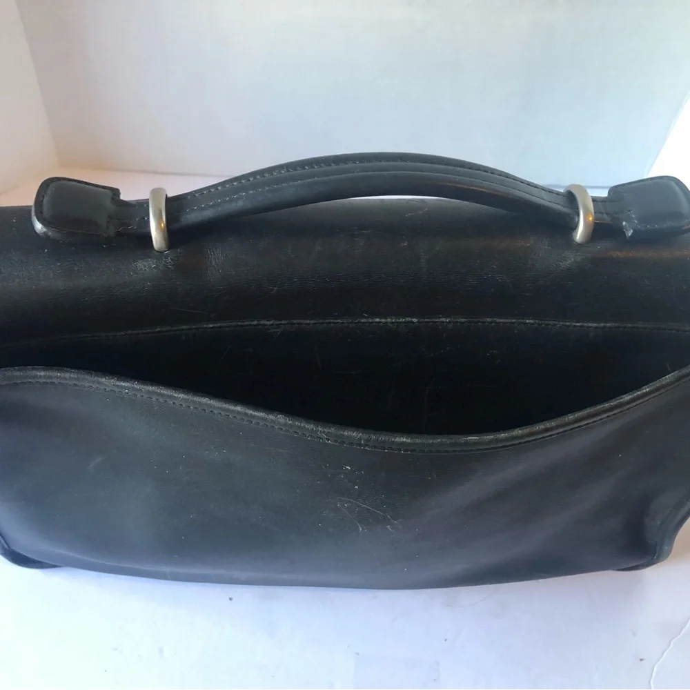 Coach Black Leather Briefcase with Turnlock